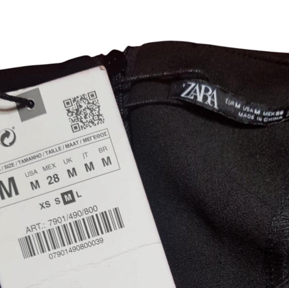 Zara Black Mini Dress Long Sleeves Side Ruching Stretchy Medium - Picture 3 of 3